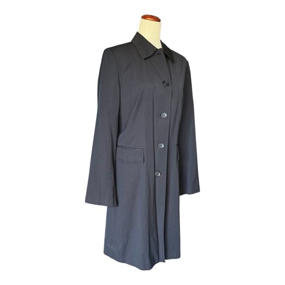 Banana Republic Timeless Black Button Front Lined Trench Coat Rain Jacket Large - Picture 2 of 11